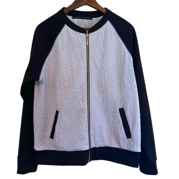 Ivanka Trump Black White ZipUp Jacket Gold Zipper No Size Tag GUC - Picture 3 of 9